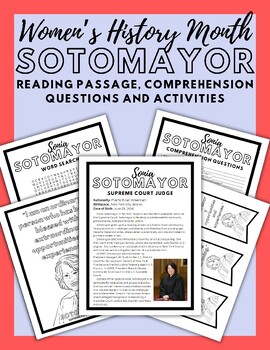 Preview of Women's History Month Reading Comprehension English & Español | Sonia Sotomayor