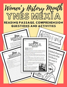 Preview of Women's History Month Reading Comprehension: Ynes Mexía