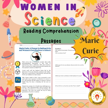 Preview of Women's History Month Reading Comprehension and Questions | Marie Curie