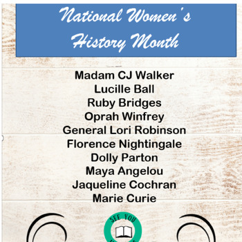 Preview of Women's History Month, Reading Comprehension, grades 3-5
