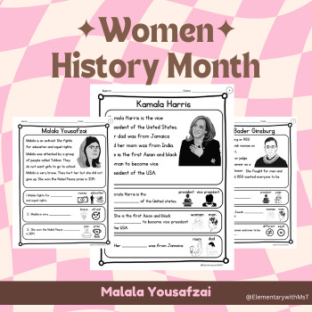 Preview of Women's History Month Reading Passages - Malala Yousafzai - Elementary