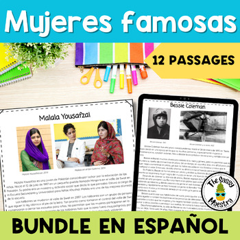 Preview of Women's History Month Reading Comprehension Passages in Spanish Bundle
