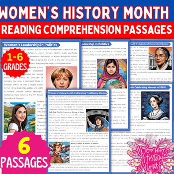 Preview of Women's History Month Reading comprehension passages & Questions Activities