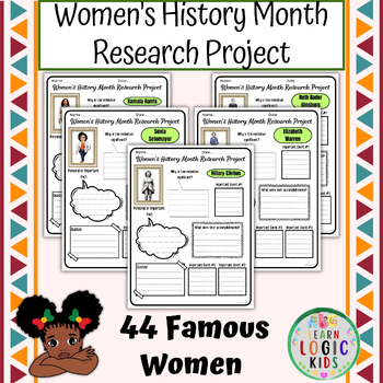 Preview of Women's History Month Research Project | 44 Famous Women