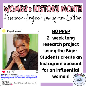Preview of Women's History Month Research Project - Instagram Edition - Engaging!