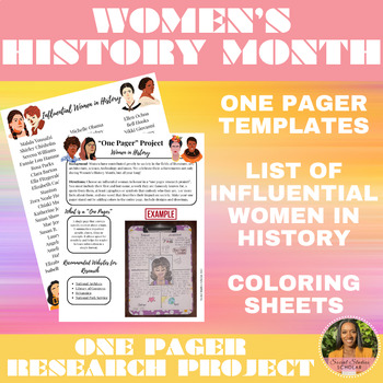 Preview of Women's History Month Research Project| One Pager Activity