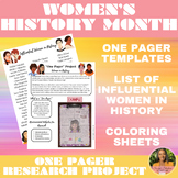 Women's History Month Research Project| One Pager Activity