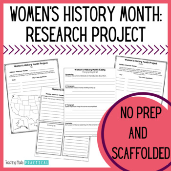 Preview of Women's History Month Project - Report Template - Research, Essay, Map, Timeline