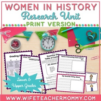 Preview of Women’s History Month Research Unit  | Lower & Upper Grades (Print Version)
