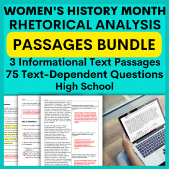 Preview of Women's History Month Rhetorical Analysis Independent Packets Google & Printable