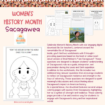 Preview of Women's History Month - Sacagawea Worksheets, Writing, Coloring Pages