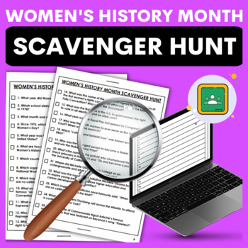 Preview of Women's History Month Internet Scavenger Hunt Activity Digital & Print