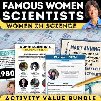 Preview of Science Women's History Month Value Bundle | Women in STEM | Activities Posters