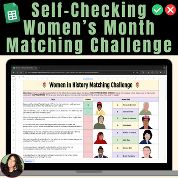 Preview of Women's History Month Self-Checking Activity