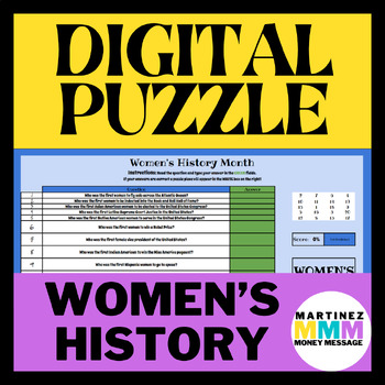 Preview of Women's History Month Self Grading Digital Puzzle