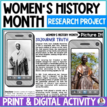 Preview of Women's History Month Project - Social Media Templates - Research Activities