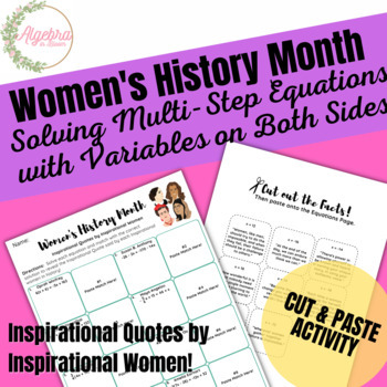 Preview of Women's History Month // Solving Equations with Variables on Both Sides Activity