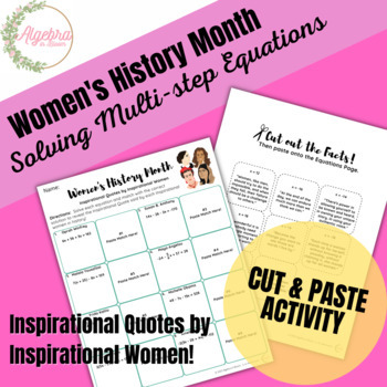 Preview of Women's History Month // Solving Multi-step Equations Cut and Paste Activity