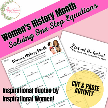 Preview of Women's History Month // Solving One step Equations // Cut & Paste Activity