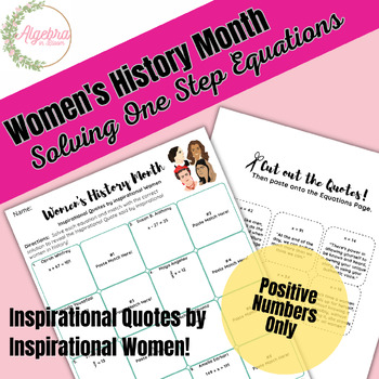 Preview of Women's History Month // Solving One step Equations - Positive Numbers Only