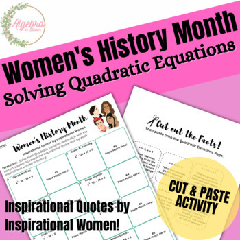 Preview of Women's History Month // Solving Quadratic Equations Cut & Paste Activity