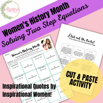 Preview of Women's History Month // Solving Two step Equations Cut and Paste Activity