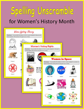 Preview of Women's History Month - Spelling Unscramble