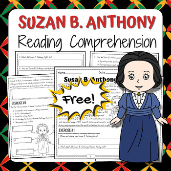 Preview of Women's History Month Suzan B. Anthony, Reading Comprehension Activity