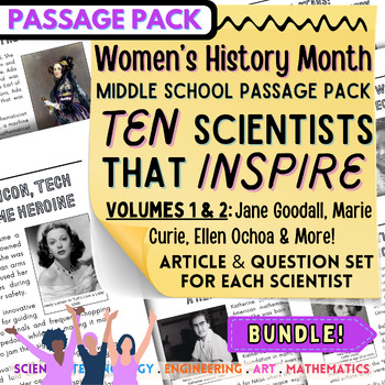 Preview of Women's History Month: TEN Inspiring Scientists Middle School Science Bundle WHM