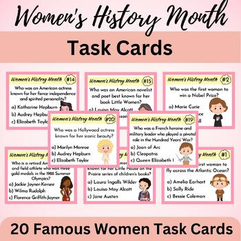 Preview of Women's History Month Task Cards, March Activities