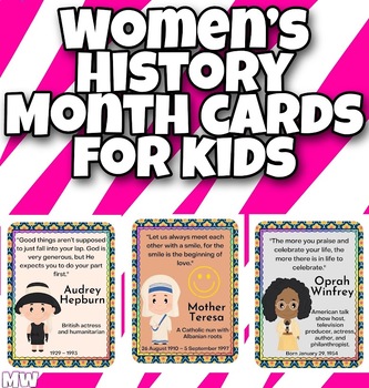 Preview of Women's History Month Task Cards Skills/ Reading Comprehension, March 8 Project.