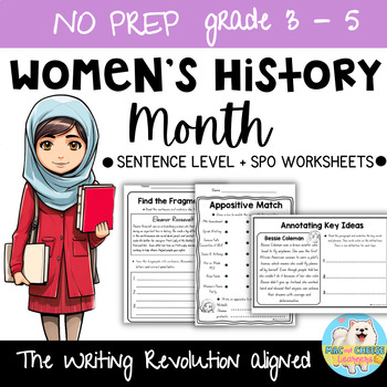 Preview of Women's History Month | The Writing Revolution® Worksheets | Sentence Level, SPO
