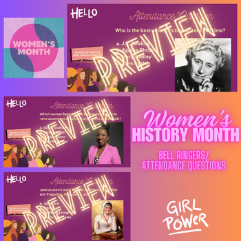 Preview of Women's History Month Trivia Bell Ringers/Daily Attendance Questions