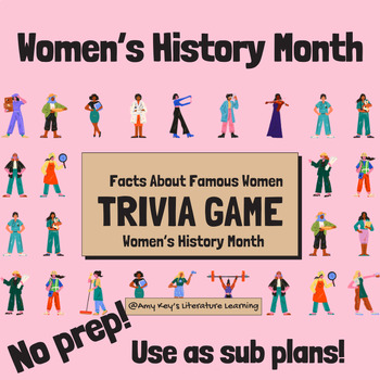 Preview of Women's History Month Trivia Game Facts Famous Women Middle & High School