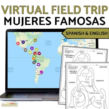 Preview of Women's History Month Virtual Field Trip Lesson Activity in SPANISH AND ENGLISH