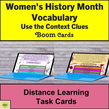 Preview of Women's History Month Vocabulary Context Clues Strategies Boom Cards