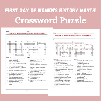 Preview of Women's History Month Vocabulary Crossword Puzzle