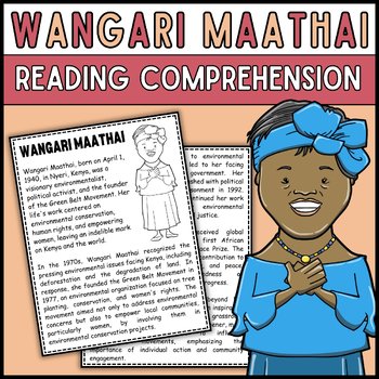 Preview of Women's History Month Wangari Maathai Reading Comprehension Passage