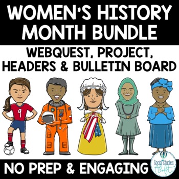 Preview of Women's History Month Webquest, Bulletin Board, Project, Slides, & More