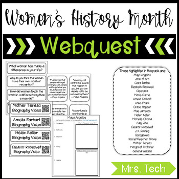 Preview of Women's History Month Webquest