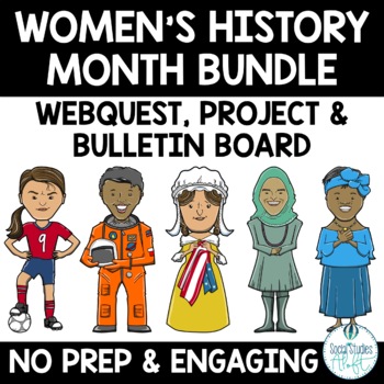 Preview of Women's History Month Webquest, Digital Project, & Bulletin Board Bundle