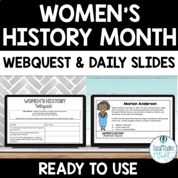Preview of Women's History Month Webquest and Daily Slides Bundle