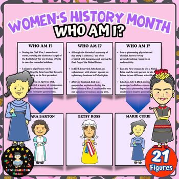 Preview of Women's History Month Who Am I Biography Matching Cards Game