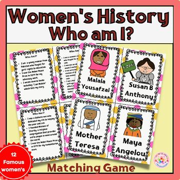 Preview of Women's History Month"Who am i"Matching Game Cards