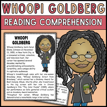 Preview of Women's History Month Whoopi Goldberg Reading comprehension Passage