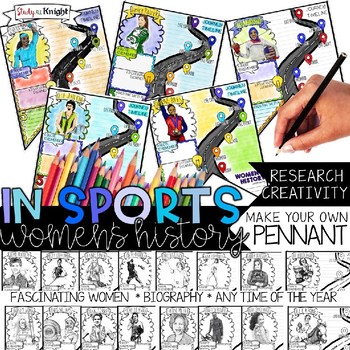 Preview of Women's History Month, Women in Sports, Biography Research, Pennant