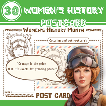 Preview of Women’s History Month , Women's day postcard , printable page, instant download