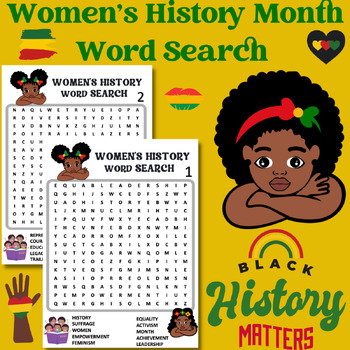 Preview of Women's History Month Word Search Activities ,Black History Month