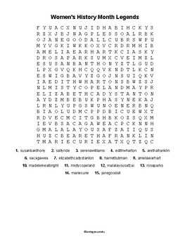 Preview of Women's History Month Word Search Activity