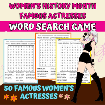 Preview of Women's History Month Word Search Game; Activity & Worksheet | Famous Actresses